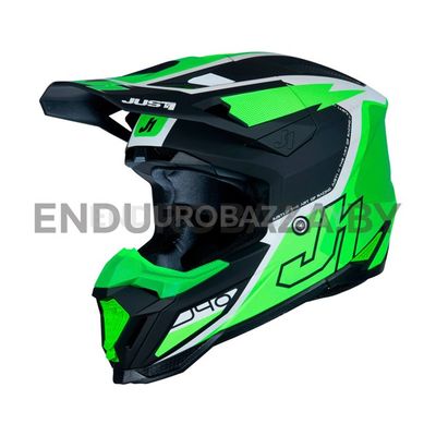 Шлем кроссовый JUST1 J40 FLASH (зеленый/белый матовый, XL)