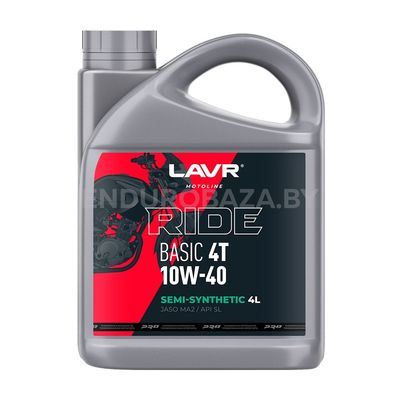 Масло моторное LAVR MOTO RIDE BASIC 4T 10W40, 4L