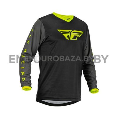 Джерси FLY RACING F-16 (черный/серый/Hi-Vis желтый, S)