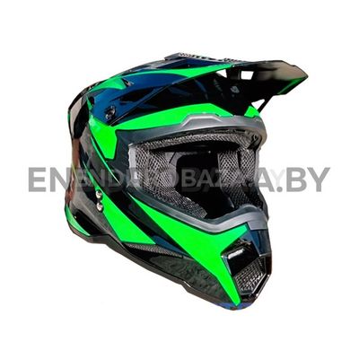 Шлем KIOSHI Holeshot 801 кроссовый (Черный/ зеленый , XXL)