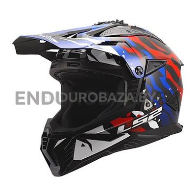 Шлем LS2 MX708 FAST II GROTESK WHITE BLUE RED-06 (XS)