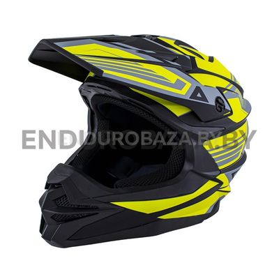 Шлем кроссовый ATAKI JK801A Legacy (Hi-Viz зеленый/серый матовый, XL)