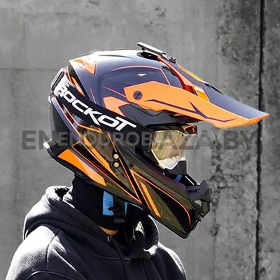 Шлем кроссовый ROCKOT RM-217 Kinetic GL (S) (черный/оранжевый глянцевый)